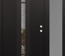 Modern Steel Front Door DIAMOND A4 52" X 80" BLACK/BLACK CLEAR GLASS PANEL BLACK LHI WITH SIDELITE FROSTED GLASS