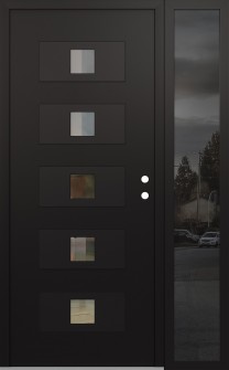 Diamond D8 52" x 80" black/black clear Glass Panel black LHI with Sidelite mirrored Glass