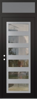 Diamond C9 36" x 96" black/black clear Glass Panel stainless steel RHI with Transom frosted Glass