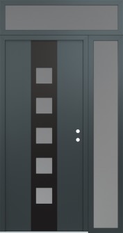 DIAMOND A13 52" X 96" ANTHRACITE/ANTHRACITE FROSTED GLASS PANEL BLACK LHI WITH SIDELITE AND TRANSOM FROSTED GLASS