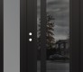 Modern Steel Front Door Diamond C15 48" x 80" black/black mirrored Glass Panel black RHI with Sidelite frosted Glass