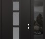 Modern Steel Front Door DIAMOND A10 50" X 96" BLACK/WHITE FROSTED GLASS PANEL BLACK LHI WITH SIDELITE AND TRANSOM MIRRORED GLASS