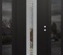 Modern Steel Front Door DIAMOND A5 64" X 80" BLACK/BLACK CLEAR GLASS PANEL STAINLESS STEEL LHI WITH 2 SIDELITES MIRRORED GLASS