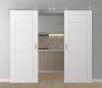 DOUBLE BARN DOOR AVON 07-02 VETRO SNOW WHITE 72" X 84" X 1 3/4" STAINLESS STEEL HARDWARE