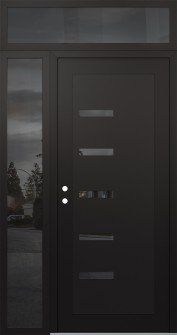 Diamond C8 50" x 96" black/black mirrored Glass Panel black RHI with Sidelite and Transom mirrored Glass