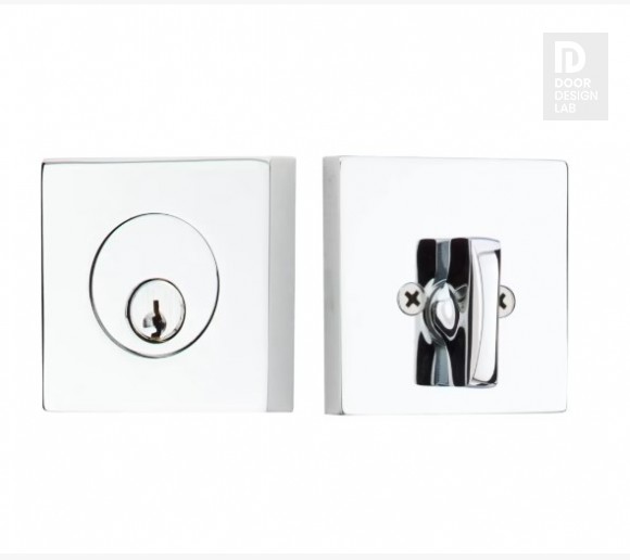 EMTEK SQUARE DEADBOLT DOUBLE CYLINDER 8369 POLISHED CHROME US26 for Steel Front Doors