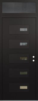 Diamond D7 36" x 96" black/black clear Glass Panel black LHI with Transom mirrored Glass