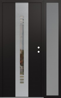 DIAMOND A5 48" X 80" BLACK/BLACK CLEAR GLASS PANEL STAINLESS STEEL LHI WITH SIDELITE FROSTED GLASS