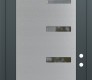 Modern Steel Front Door Diamond C8 36" x 96" anthracite/anthracite clear Glass Panel stainless steel LHI with Transom frosted Glass