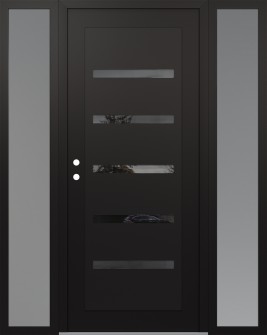 Diamond C7 68" x 80" black/black mirrored Glass Panel black RHI with 2 Sidelites frosted Glass