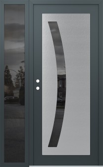 Diamond C4 48" x 80" anthracite/anthracite mirrored Glass Panel stainless steel RHI with Sidelite mirrored Glass