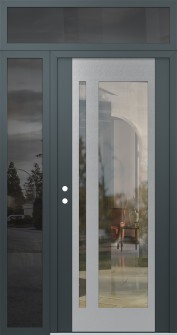 Diamond C15 50" x 96" anthracite/anthracite clear Glass Panel stainless steel RHI with Sidelite and Transom mirrored Glass