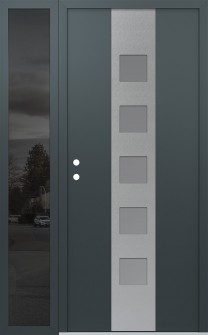 DIAMOND A13 48" X 80" ANTHRACITE/ANTHRACITE FROSTED GLASS PANEL STAINLESS STEEL RHI WITH SIDELITE MIRRORED GLASS