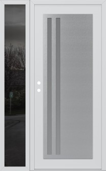 Diamond C6 50" x 80" white/white frosted Glass Panel stainless steel RHI with Sidelite mirrored Glass