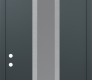 Modern Steel Front Door DIAMOND A11 36" X 96" ANTHRACITE/ANTHRACITE FROSTED GLASS PANEL STAINLESS STEEL RHI WITH TRANSOM FROSTED GLASS