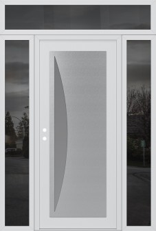 Diamond C13 60" x 96" white/white frosted Glass Panel stainless steel RHI with 2 Sidelites and Transom mirrored Glass
