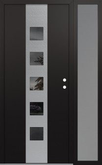 DIAMOND A13 50" X 80" BLACK/BLACK MIRRORED GLASS PANEL STAINLESS STEEL LHI WITH SIDELITE FROSTED GLASS