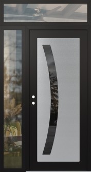 Diamond C4 52" x 96" black/black mirrored Glass Panel stainless steel RHI with Sidelite and Transom clear Glass