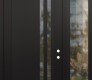 Modern Steel Front Door Diamond C6 52" x 96" black/black clear Glass Panel black LHI with Sidelite and Transom clear Glass