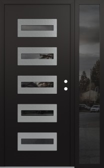 Diamond D4 48" x 80" black/black mirrored Glass Panel stainless steel LHI with Sidelite mirrored Glass