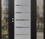 Modern Steel Front Door Diamond C11 68" x 80" black/black clear Glass Panel stainless steel RHI with 2 Sidelites clear Glass