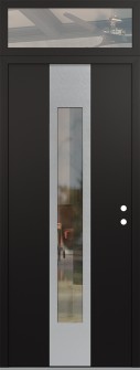 DIAMOND A1 36" X 96" BLACK/BLACK CLEAR GLASS PANEL STAINLESS STEEL LHI WITH TRANSOM CLEAR GLASS