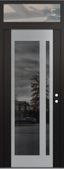 Diamond C15 36" x 96" black/black mirrored Glass Panel stainless steel LHI with Transom clear Glass