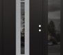 Modern Steel Front Door DIAMOND A5 52" X 80" BLACK/BLACK MIRRORED GLASS PANEL STAINLESS STEEL LHI WITH SIDELITE MIRRORED GLASS