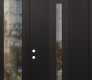 Modern Steel Front Door DIAMOND A2 48" X 96" BLACK/BLACK CLEAR GLASS PANEL BLACK RHI WITH SIDELITE AND TRANSOM CLEAR GLASS