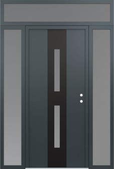 DIAMOND A6 64" X 96" ANTHRACITE/ANTHRACITE FROSTED GLASS PANEL BLACK LHI WITH 2 SIDELITES AND TRANSOM FROSTED GLASS