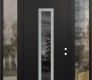 Modern Steel Front Door DIAMOND A11 60" X 96" BLACK/BLACK MIRRORED GLASS PANEL STAINLESS STEEL LHI WITH 2 SIDELITES AND TRANSOM CLEAR GLASS