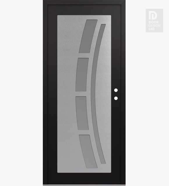 Modern Steel Front Door Diamond C12 36" x 80" black/white frosted Glass Panel stainless steel LHI