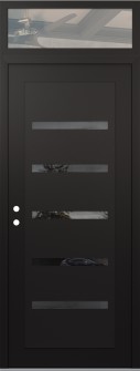 Diamond C7 36" x 96" black/black mirrored Glass Panel black RHI with Transom clear Glass