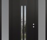 DIAMOND A8 64" X 96" BLACK/BLACK CLEAR GLASS PANEL BLACK RHI WITH 2 SIDELITES AND TRANSOM FROSTED GLASS