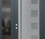 Modern Steel Front Door Diamond C3 48" x 96" anthracite/anthracite frosted Glass Panel stainless steel RHI with Sidelite and Transom mirrored Glass