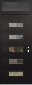 Diamond D3 36" x 96" black/black clear Glass Panel black LHI with Transom mirrored Glass