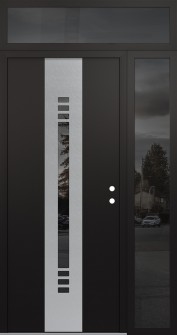 DIAMOND A5 48" X 96" BLACK/BLACK MIRRORED GLASS PANEL STAINLESS STEEL LHI WITH SIDELITE AND TRANSOM MIRRORED GLASS