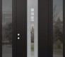 DIAMOND A4 60" X 96" BLACK/BLACK CLEAR GLASS PANEL STAINLESS STEEL LHI WITH 2 SIDELITES AND TRANSOM MIRRORED GLASS