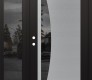Modern Steel Front Door Diamond C13 48" x 80" black/black mirrored Glass Panel stainless steel RHI with Sidelite mirrored Glass