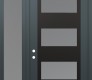 Modern Steel Front Door Diamond C2 50" x 96" anthracite/anthracite frosted Glass Panel black RHI with Sidelite and Transom frosted Glass