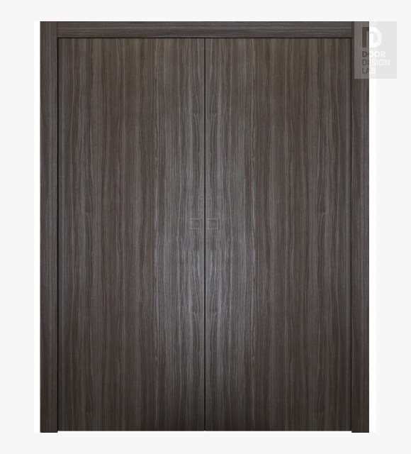 Palladio Gray Oak Modern Interior Double Pocket Doors by Belldinni