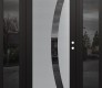 Modern Steel Front Door Diamond C4 68" x 80" black/black mirrored Glass Panel stainless steel LHI with 2 Sidelites mirrored Glass