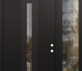 Modern Steel Front Door DIAMOND A2 50" X 96" BLACK/BLACK CLEAR GLASS PANEL BLACK LHI WITH SIDELITE AND TRANSOM CLEAR GLASS