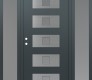 Modern Steel Front Door Diamond D8 64" x 80" anthracite/anthracite frosted Glass Panel stainless steel RHI with 2 Sidelites frosted Glass