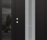 Modern Steel Front Door DIAMOND A3 50" X 80" BLACK/WHITE FROSTED GLASS PANEL STAINLESS STEEL RHI WITH SIDELITE MIRRORED GLASS