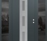 Modern Steel Front Door DIAMOND A7 64" X 80" ANTHRACITE/ANTHRACITE FROSTED GLASS PANEL STAINLESS STEEL LHI WITH 2 SIDELITES MIRRORED GLASS