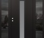 Modern Steel Front Door DIAMOND A1 68" X 80" BLACK/WHITE FROSTED GLASS PANEL BLACK RHI WITH 2 SIDELITES MIRRORED GLASS