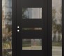 Modern Steel Front Door Diamond C10 64" x 80" black/black clear Glass Panel black RHI with 2 Sidelites clear Glass
