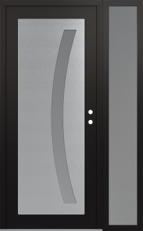 Diamond C4 48" x 80" black/white frosted Glass Panel stainless steel LHI with Sidelite frosted Glass