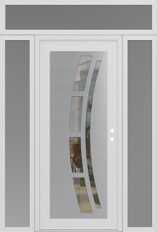 Diamond C12 64" x 96" white/white clear Glass Panel stainless steel LHI with 2 Sidelites and Transom frosted Glass